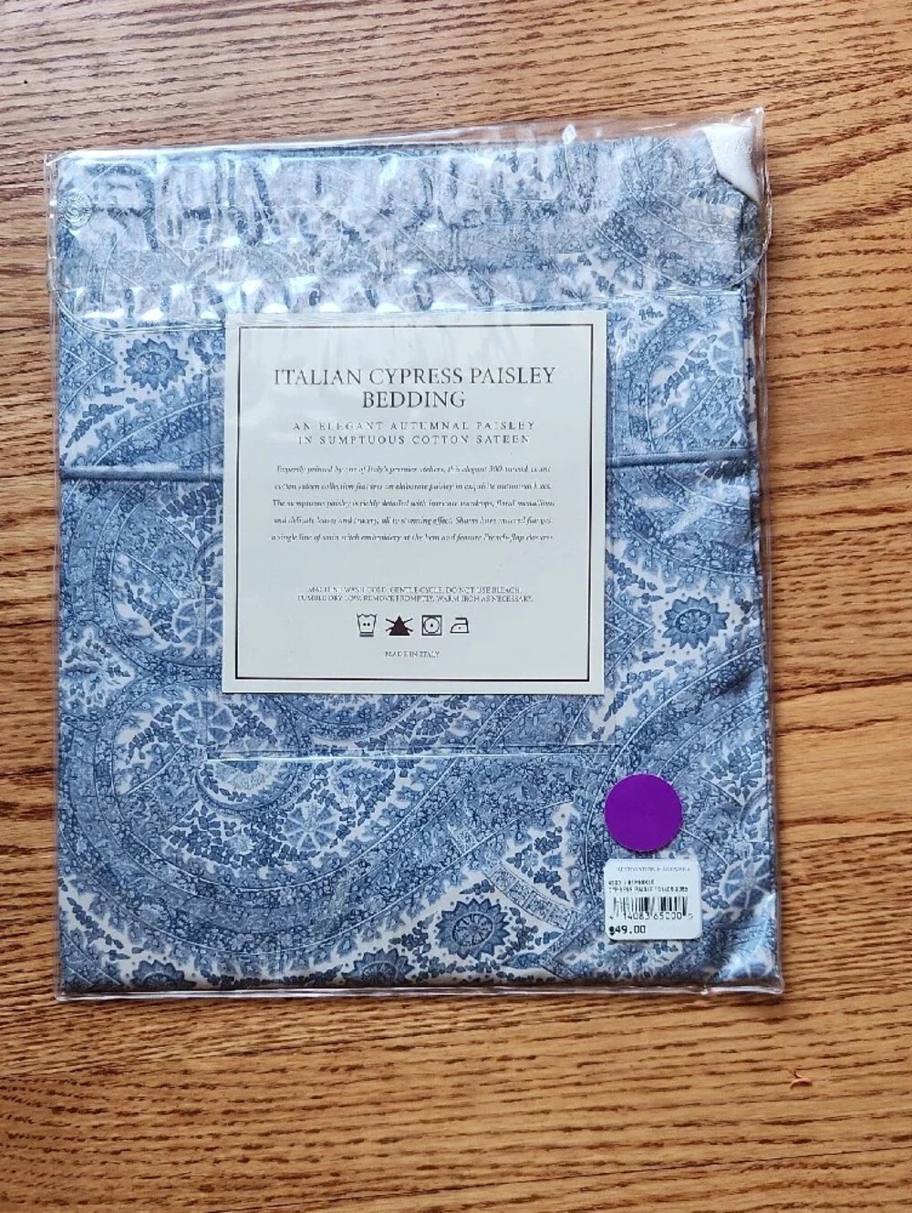 Restoration Hardware Blue and White Italian Cypress Paisley Bolster Pillow Sham